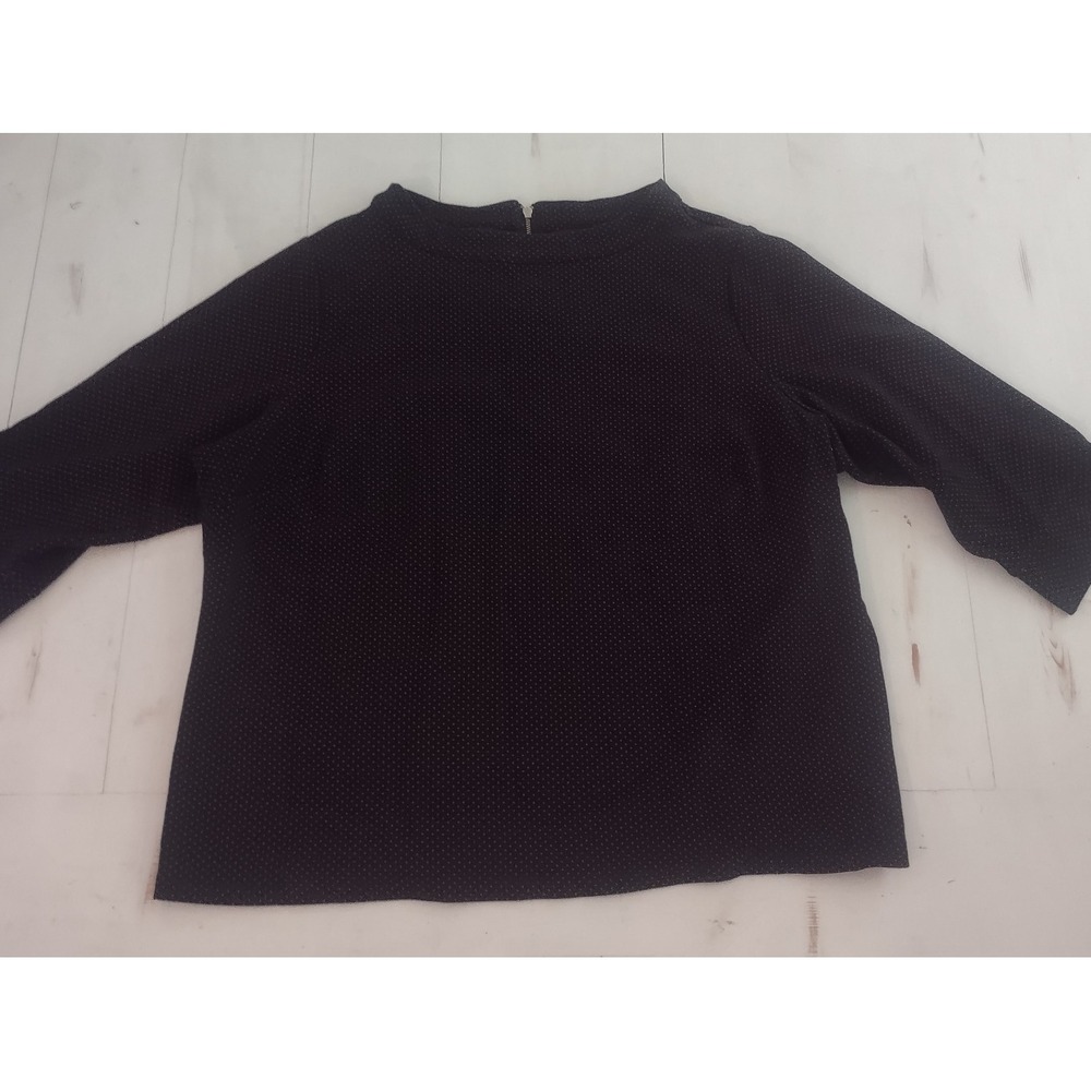 Talbots 3/4 Sleeve Top 2Xp Black With Red Ploka Dot Gold Zipper Machine Washable
